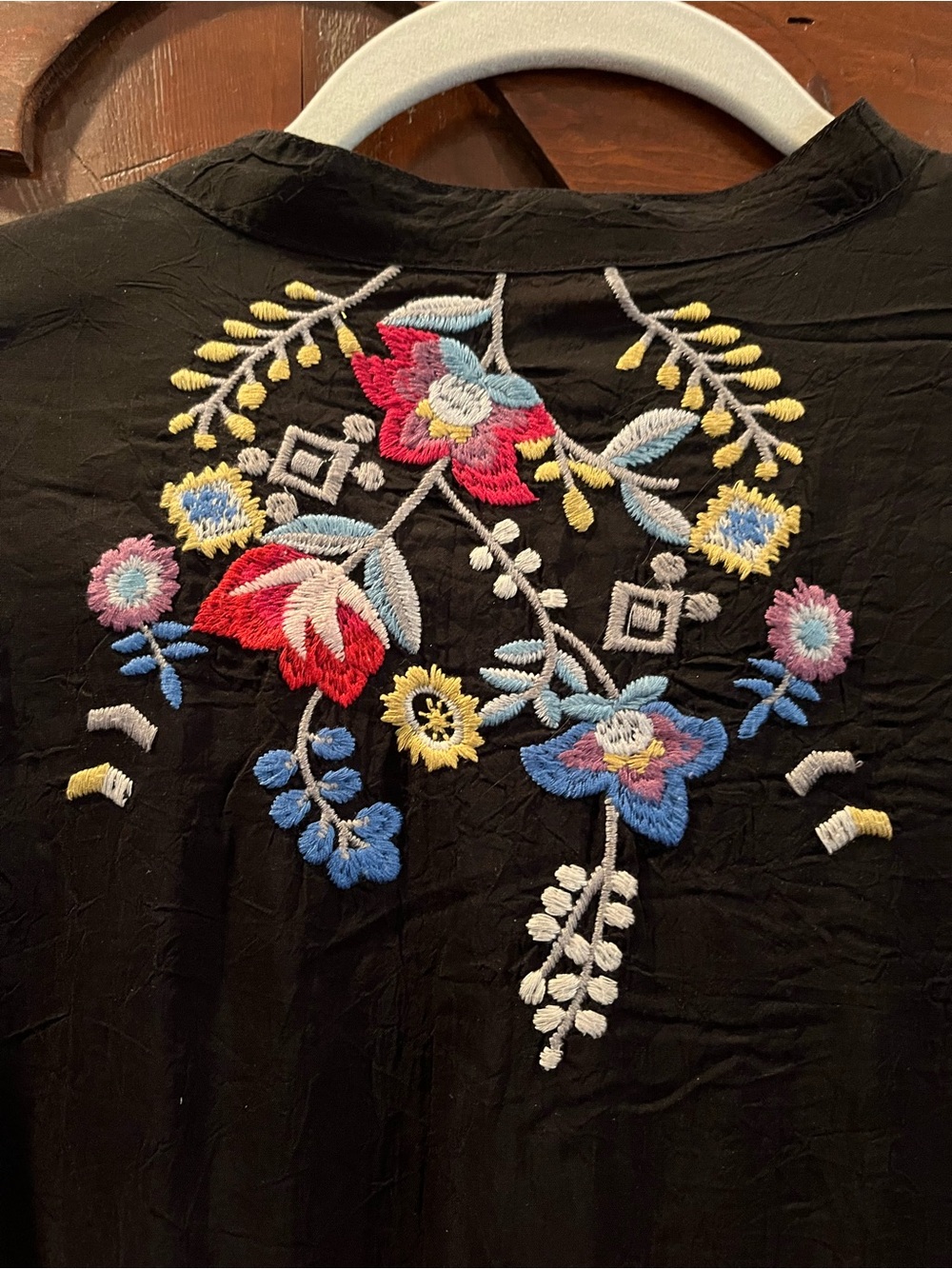 Johnny Was Black Floral Embroidered Boho Tunic - Picture 4 of 4